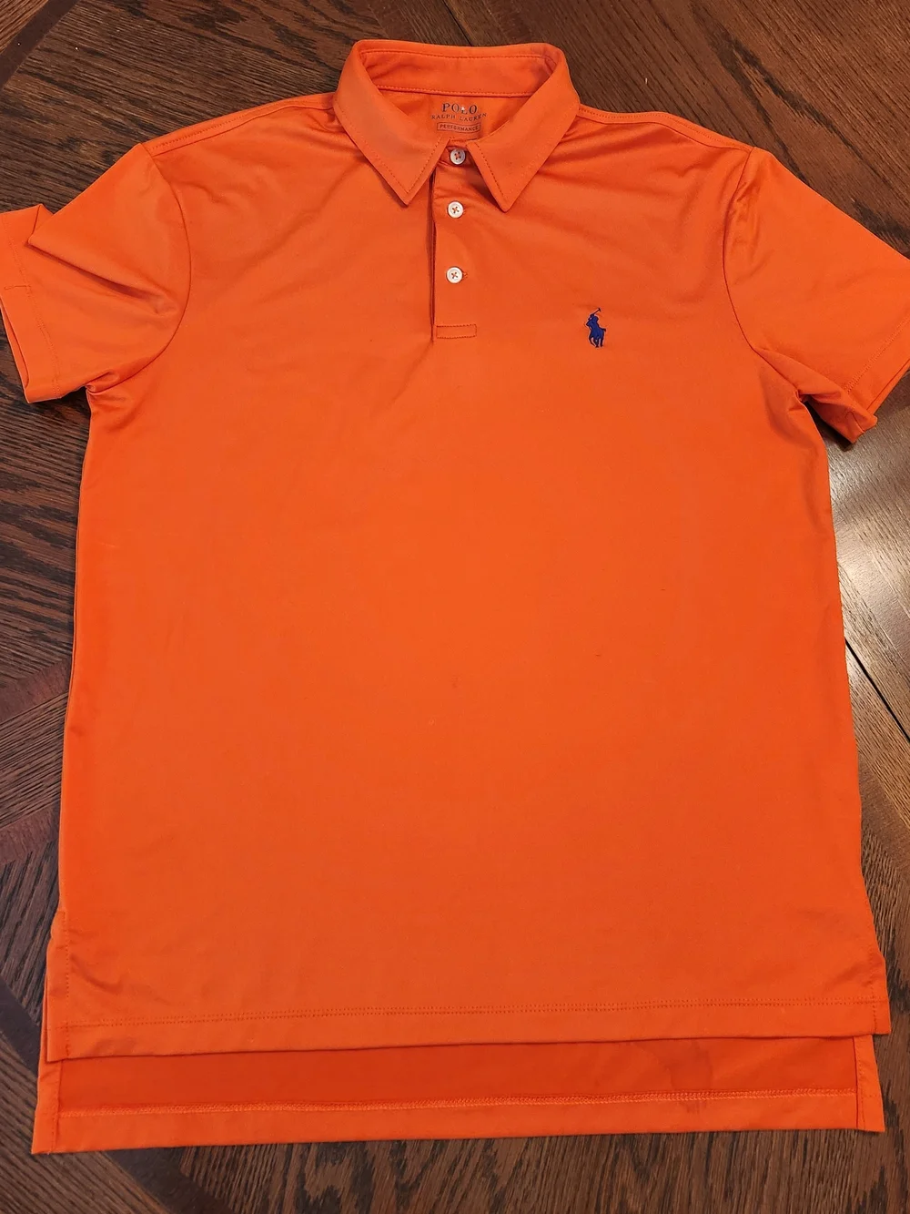 Polo Ralph Lauren Performance Short-Sleeve Shirt Men's Size Med Orange Blue Pony